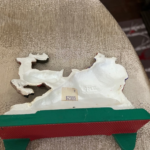 Mary Engelbreit Cast Iron Santa and Reindeer Double Stocking hanger New Vintage - Picture 9 of 10